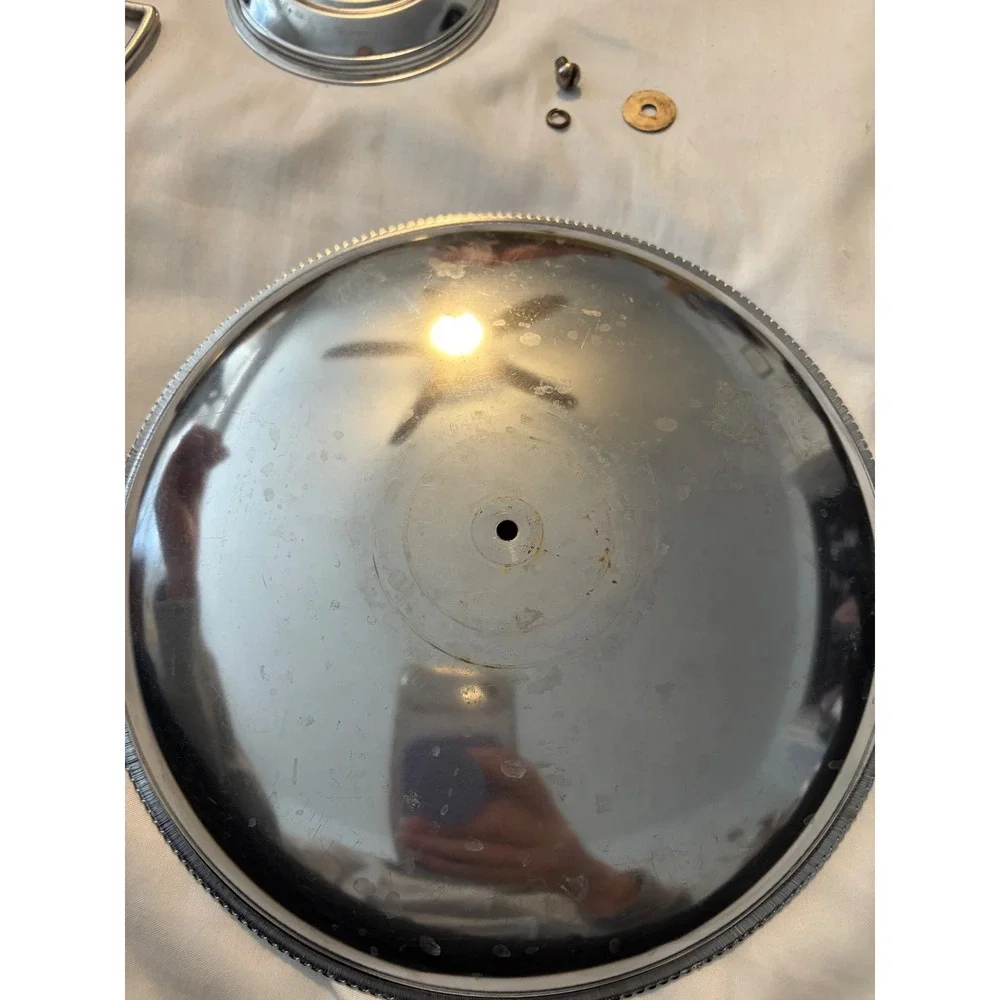 2-Tier Chrome Dessert Stand Beaded Rim Center Handle Silver Arrives Disassembled